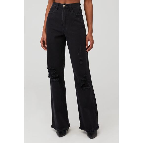 Show Me Your Mumu 90s Straight Jeans Black Denim 25 NWT - Picture 2 of 9
